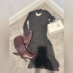 For The Republic Dark Gray Long Sleeve Dress